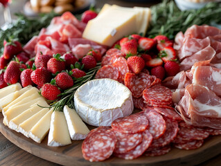Delicious assortment of charcuterie and fresh fruit