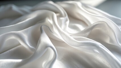 Obraz premium Blurred white silk textile. Light and sophisticated organza with a satin finish is ideal for voluminous and structured designs.