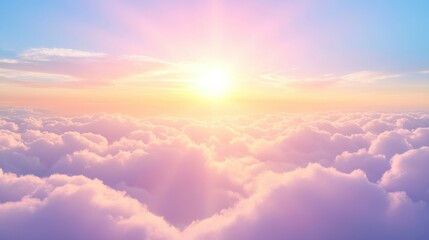 Serene Sunrise with Rays of Light Through Clouds