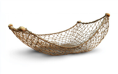 "Seaside Harvest: A Realistic 3D Fishing Net" Isolated on white background