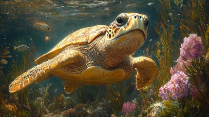 Fototapeta premium Sea Turtle in Coral Reef