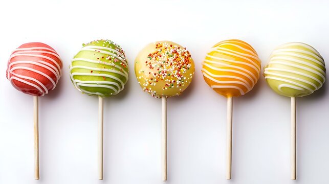 Colorful Cake Pops Isolated on White Background