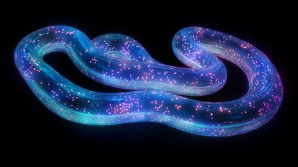Fototapeta premium Highly detailed spiral-shaped Campylobacter jejuni bacteria, vibrant textures, light microscopy style with glowing edges on a dark background