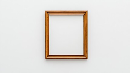 Empty Wooden Frame on White Wall: Minimalist Home Decor