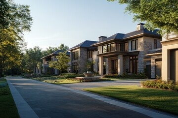 Luxurious Estate with Elegant Architecture and Lush Landscaping Featuring a Serene Pathway and