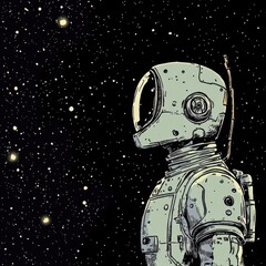 Fototapeta premium An astronaut gazes at the starry expanse of a deep space cosmos