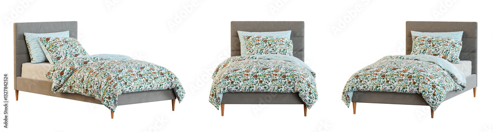 Aufkleber narrow bed set isolated on transparent background. 3d render.