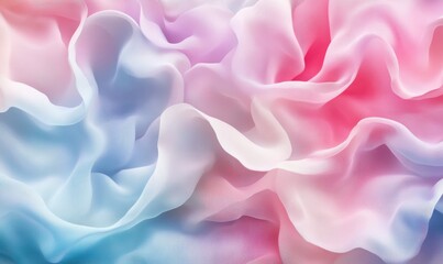 Obraz premium Abstract waves of pastel pink and blue hues blending seamlessly into smooth textures, clean modern art concept with soft tones, vibrant composition,