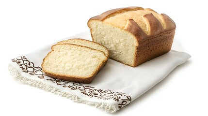 Obraz premium loaf of bread sliced isolated on white background