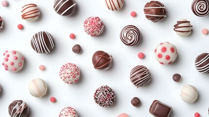 Assorted Chocolate Truffles Isolated on White Background