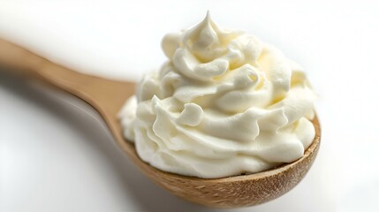 A white background is focused on sour cream