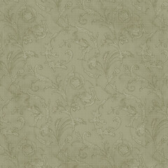 Floral ornament background paper, seamless fabric with textured pattern