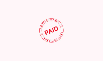 Round red color paid stamp design vector illustration