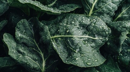 Dew-Kissed Kale: A Verdant Tapestry of Nature's Bounty