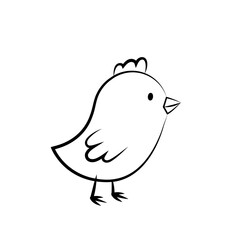 Easter chick simple black line icon, chicken blank vector design element