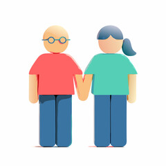Couple holding hands digital art romantic theme bright colors close-up view connection and love