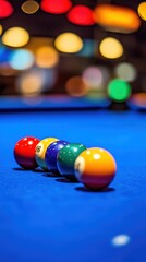 Colorful Billiard Balls on a Blue Table