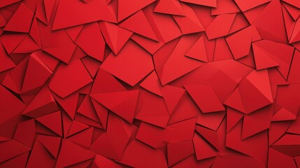 Bright red abstract polygon design featuring 3D triangular textures for a modern, dynamic look in digital art.