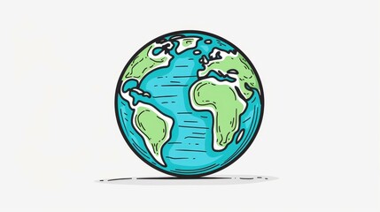 A handdrawn globe showcasing the continents, set against a clean white background, symbolizes our planets beauty.