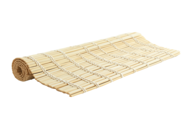 Bamboo sushi rolling mat isolated on transparent white background