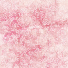 Pink distressed floral seamless pattern with soft vintage texture, perfect for feminine designs, backgrounds, textiles and crafts.