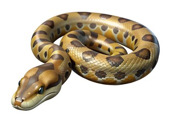 Obraz premium Light Brown Snake with Distinctive Dark Brown Spots in a Natural Coiled Position