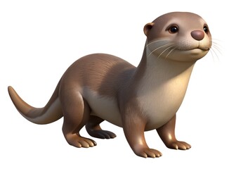 Obraz premium Adorable 3D Cartoon Otter Illustration – Cute Wildlife Character Art