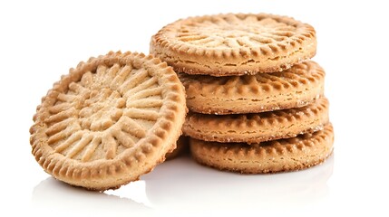 Stack of Round Sugar Cookies Isolated on White Background
