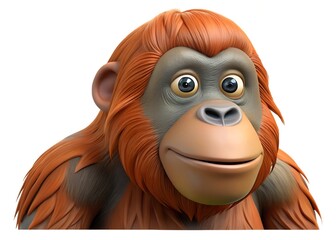 Obraz premium Anthropomorphic Monkey with Textured Orange Fur – Whimsical Digital Character