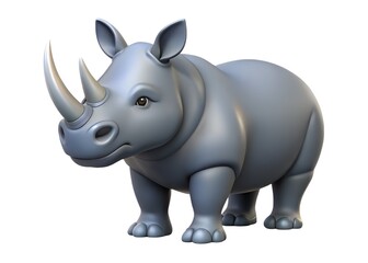 Fototapeta premium 3D Cartoon Rhinoceros Render – Fun and Friendly Wildlife Illustration
