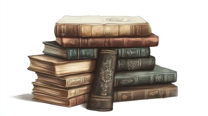 Stack of antique books