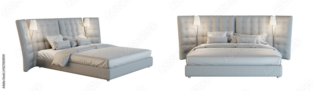 Aufkleber big bed isolated on transparent background. 3d render.