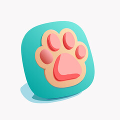 Fototapeta premium Playful animal paw icon digital design graphic art creative studio 3d view fun concept for pet lovers