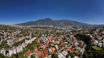 panoramic view of Caracas and the iconic mountain named Avila, Showing a wide view of Caracas City