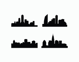 Naklejka premium Cityscape Skyline Silhouette Collection Isolated Template