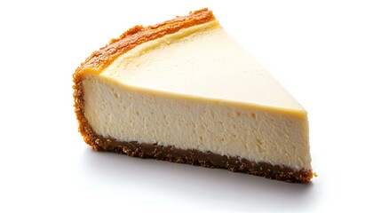 Slice of Classic New York Cheesecake Isolated on White Background