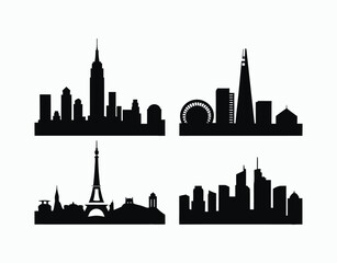 Modern Urban City Silhouette Vector Template