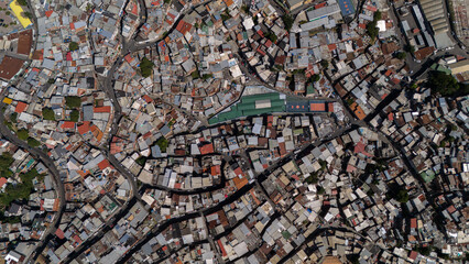 aerial view of a poor neighborhood in latin america