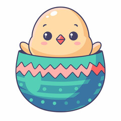 Cute chick hatching from egg easter celebration digital art festive environment whimsical viewpoint joyful concept