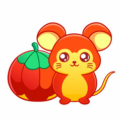 Cute cartoon mouse with pumpkin digital art festive environment playful viewpoint whimsical concept