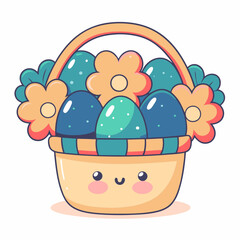 Colorful easter egg basket display spring festival digital illustration cheerful environment creative viewpoint