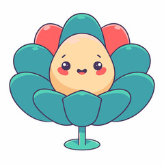 Cute cartoon flower character digital art whimsical design playful environment colorful viewpoint joyful concept