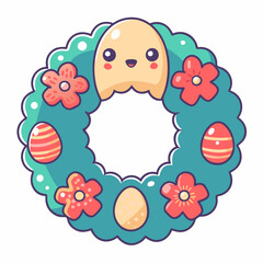 Easter celebration wreath design festive theme digital artwork vibrant colors cheerful atmosphere
