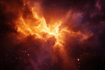 Naklejka premium A bright cosmic nebula surrounded by countless twinkling stars within the darkness