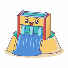 Playful waterfall animation fun environment digital illustration joyful design colorful viewpoint creative concept