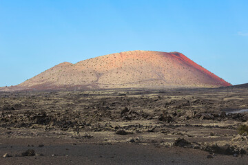 Caldera Colorada, Volcanic mountain in lanzarote, Canary Islands, Spain