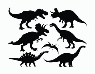 Vintage Dinosaur Silhouette Collection EPS Vector Template Illustration