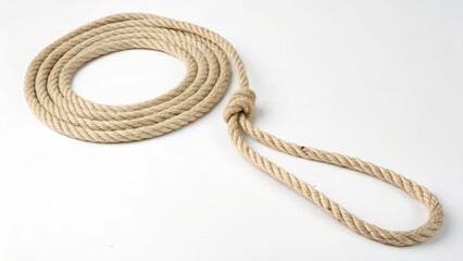 Obraz premium Coiled Rope with Loop on White Background
