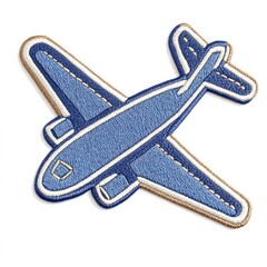 Airplane-Shaped Denim Patch with Realistic Texture on White Background