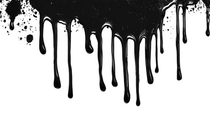 a flowing black substance resembling paint or ink dripping down in a dramatic fashion against a white background it conveys a sense of movement and fluidity often used in graphic design